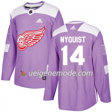 Herren Eishockey Detroit Red Wings Trikot Gustav Nyquist 14 Adidas 2017-2018 Lila Fights Cancer Practice Authentic